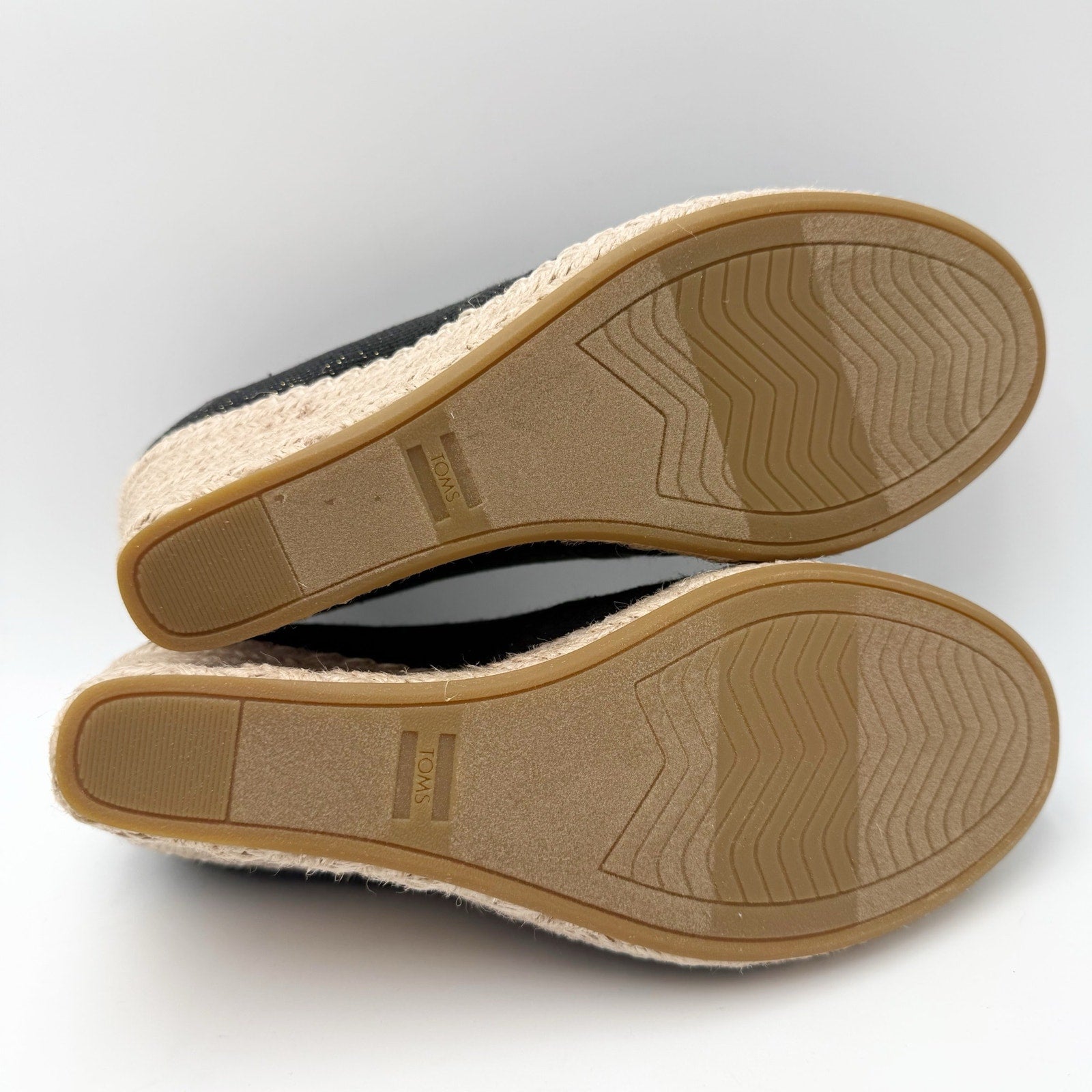 Toms Womens Michelle Wedge Sandals Size 8.5 EU 39 Black Cotton Espadrille NWOB