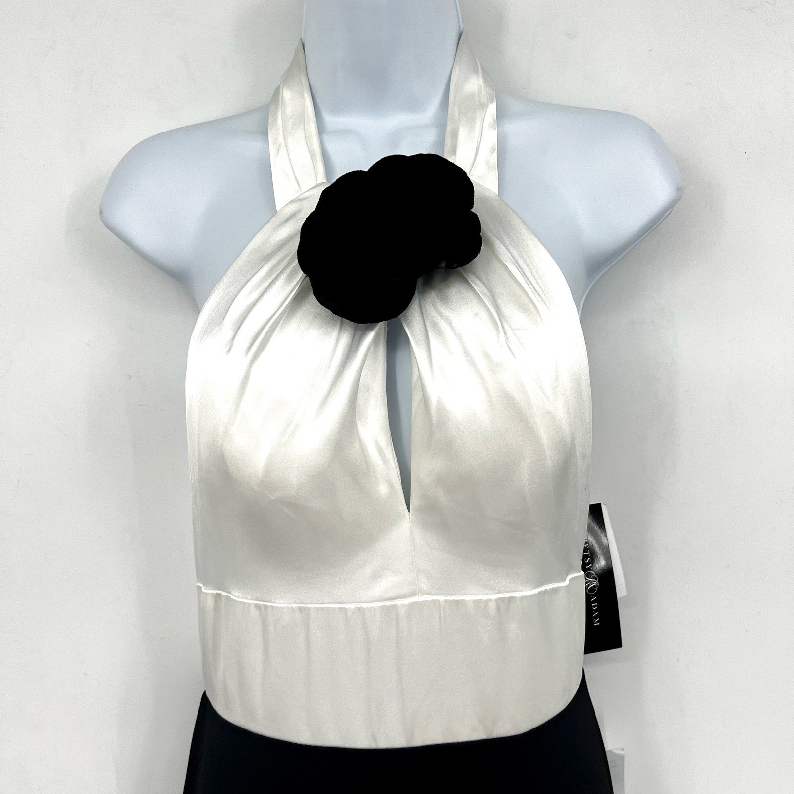 BETSY & ADAM Womens Long Scuba Crepe Gown Size 6 Bright White Black NWT