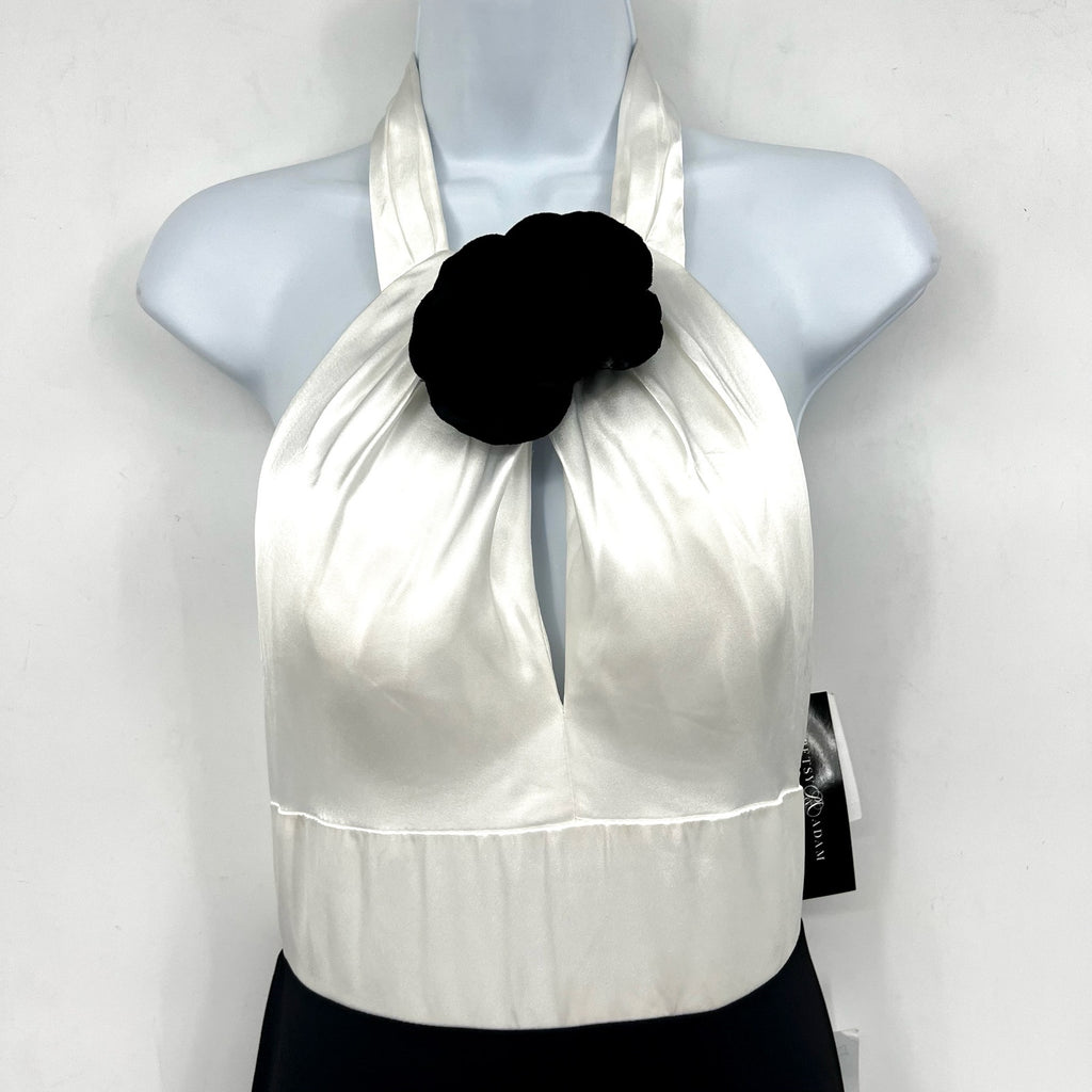 BETSY & ADAM Womens Long Scuba Crepe Gown Size 6 Bright White Black NWT