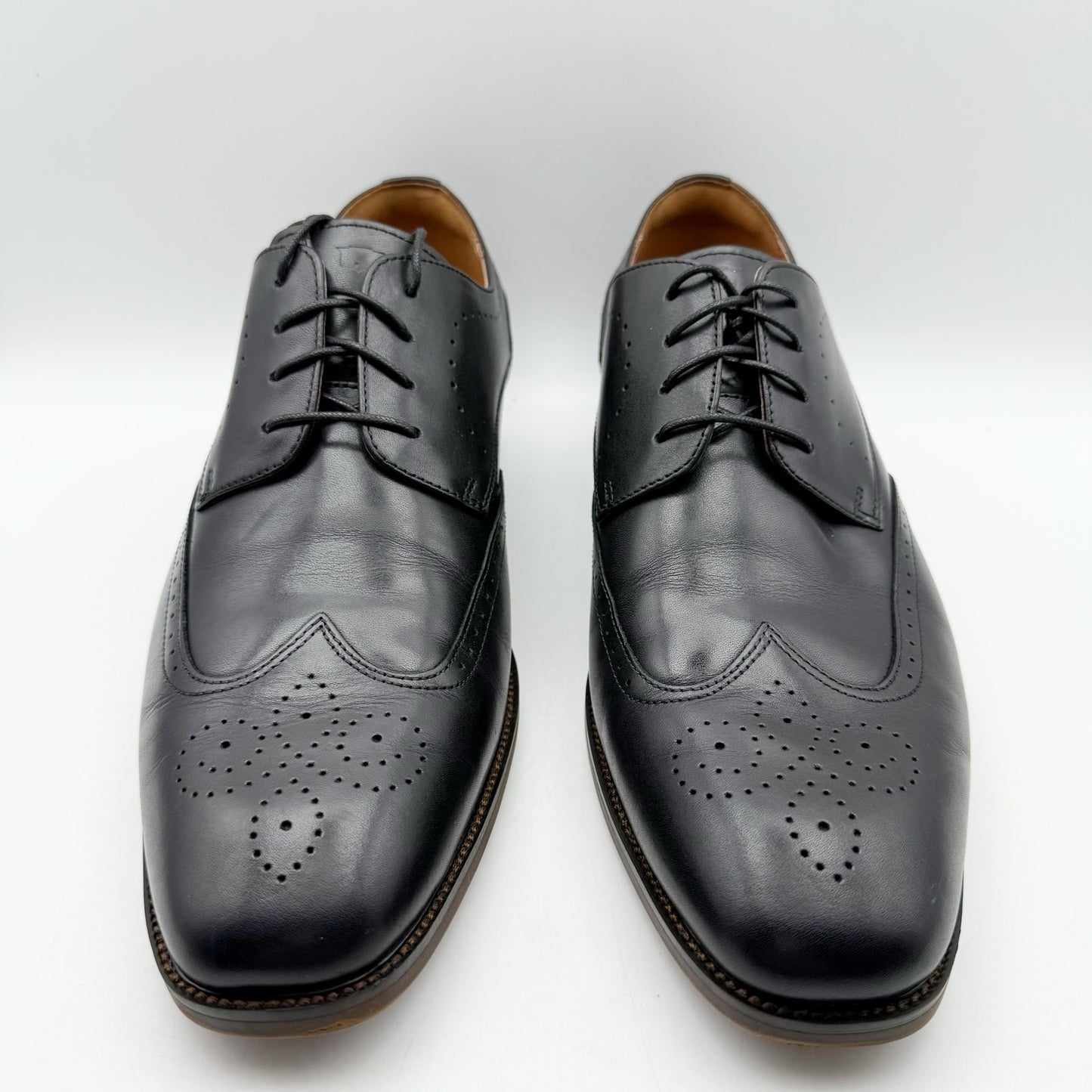 Florsheim Mens Sorrento Wing Tip Oxford Shoes US 10.5 Wide Black Leather NIB