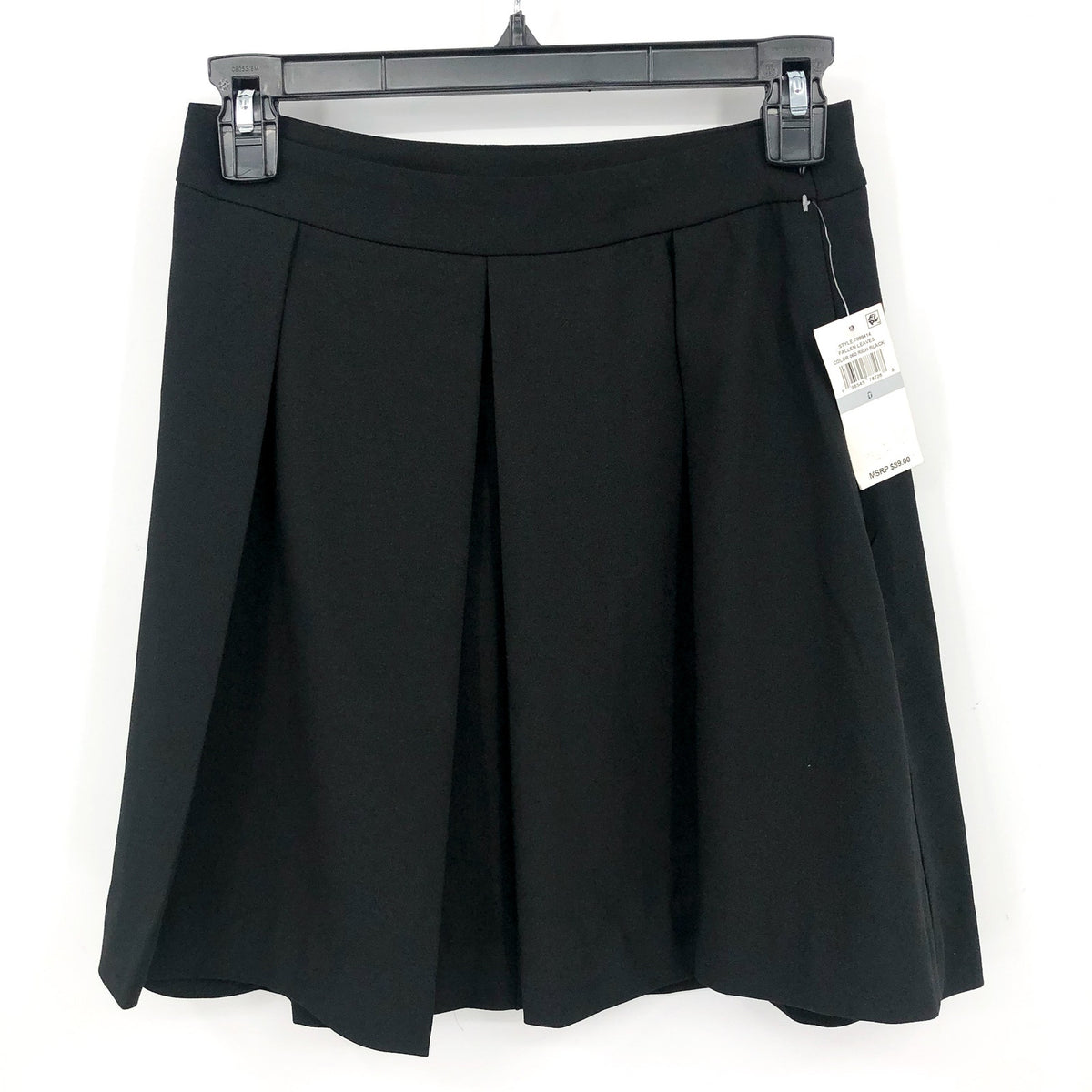 CECE Women's Pleated Mini A-Line Skirt Size 0 Rich Black Stretch Lined NWT