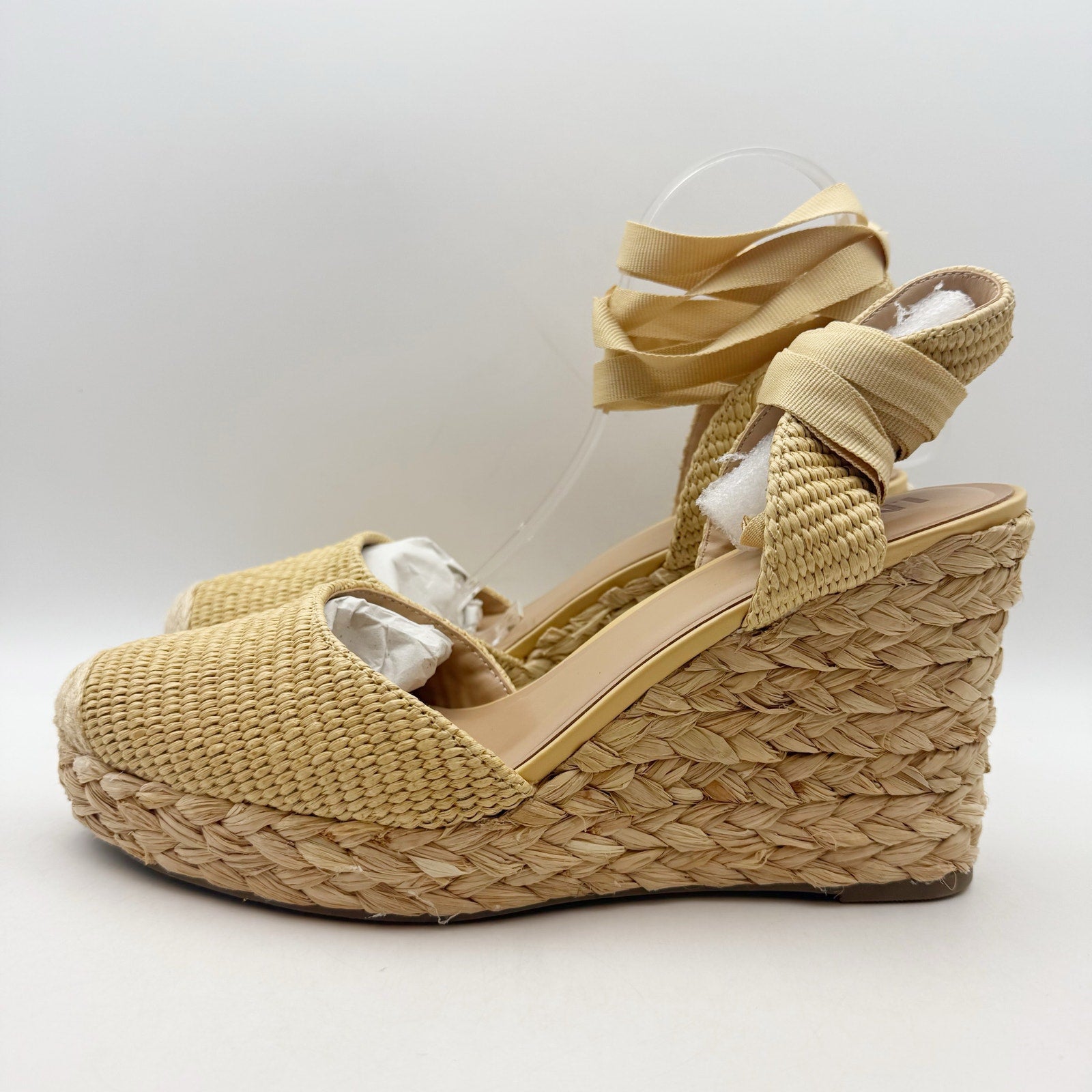 International Concepts Women Maisie Lace-Up Espadrille Wedge Sandal 12 Beige NIB