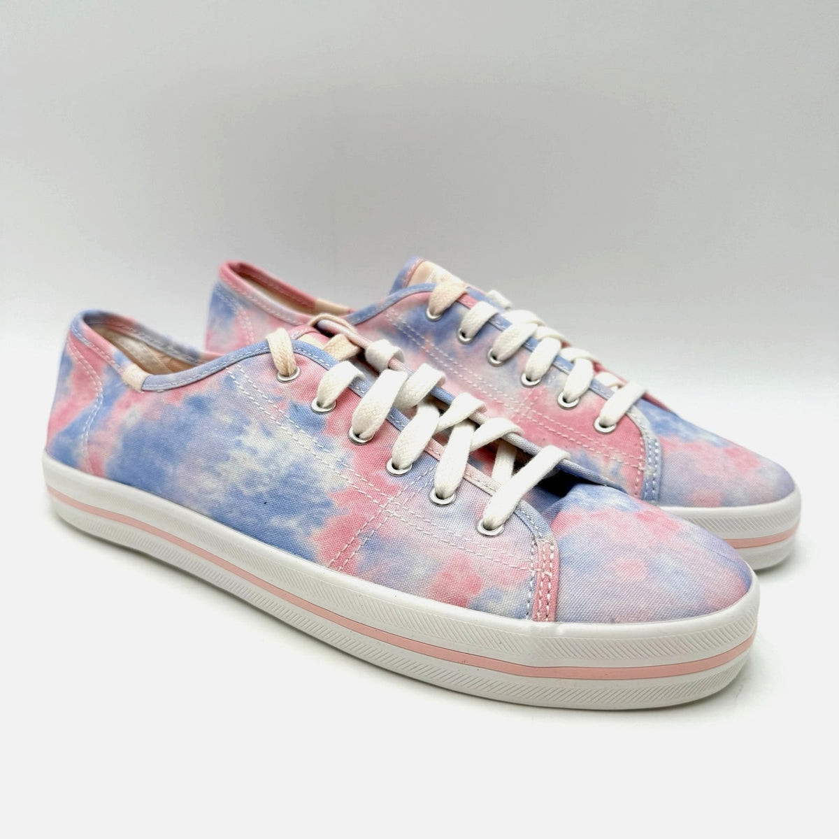 Keds Womens Kickstart Low Sneakers Size 8.5 Tie Dye Pink Blue Canvas NWOB