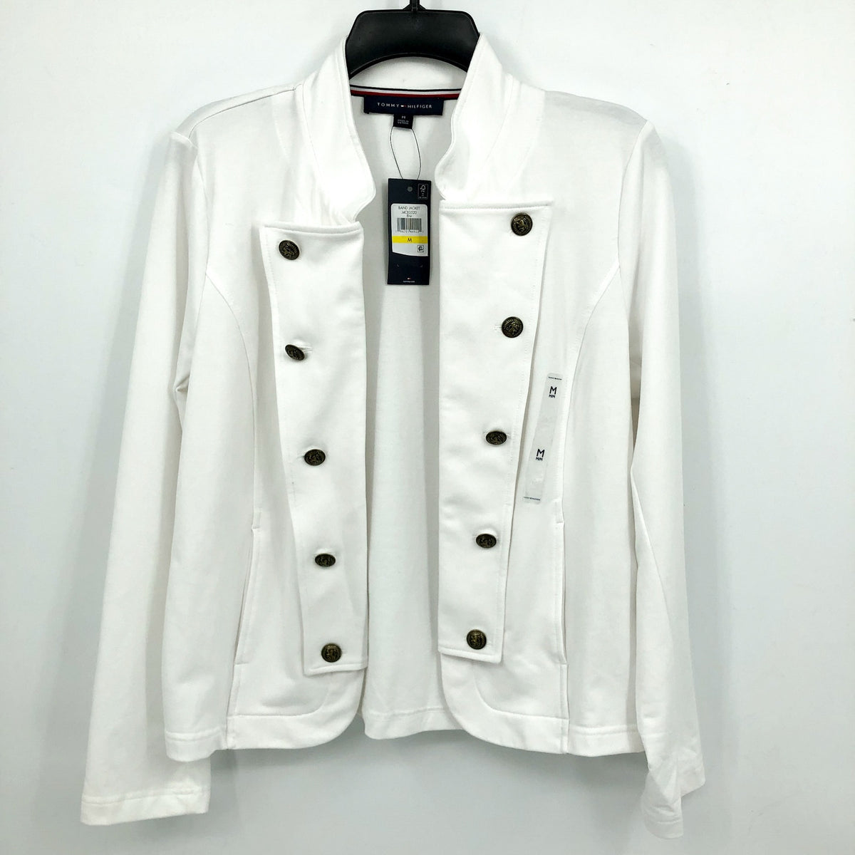 TOMMY HILFIGER Women's Military Band Jacket Medium White Button Front NWT