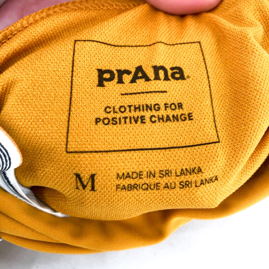 PRANA Womens Ramba Bikini Bottom Medium Yellow Deep Solstice Banded Waist NWT