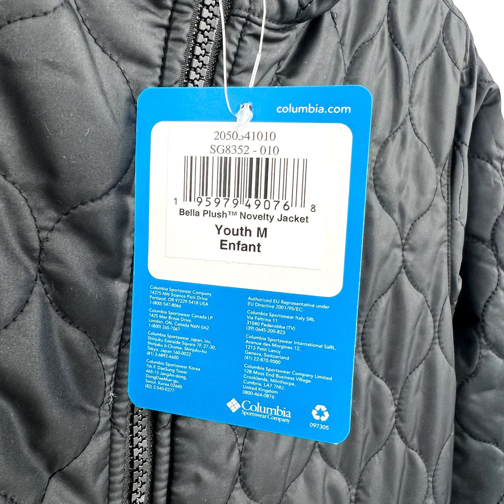 COLUMBIA Girl's Bella Plush Sherpa Quilted Jacket Medium 10-12 Black Pink NWT