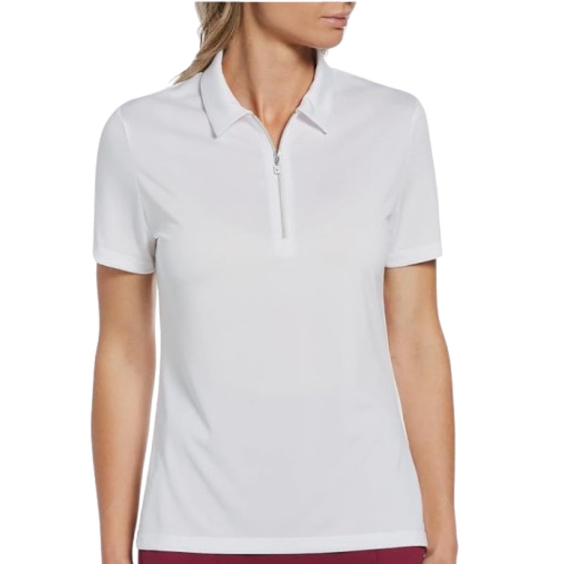 CALLAWAY 1/4 Zip Short Sleeve Golf Polo Shirt Large Brilliant White Heather NWT