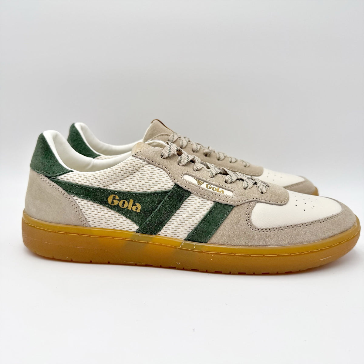 Gola Mens Hawk '83 Low Sneakers US 10.5 EU 43.5 Off White Green Suede NIB