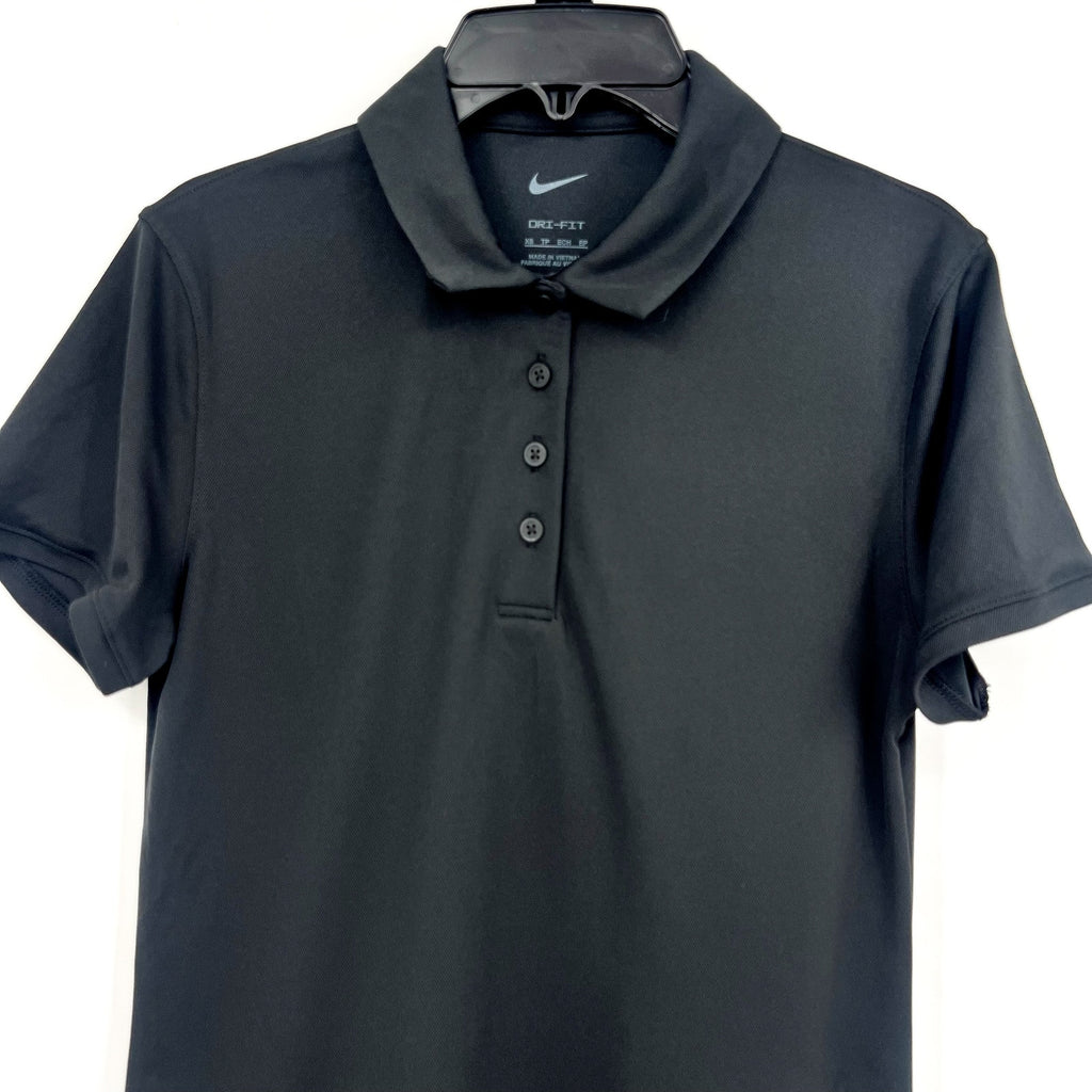 NIKE Women's Dri-FIT Victory Golf Polo Shirt XS Black Short Sleeve NWT