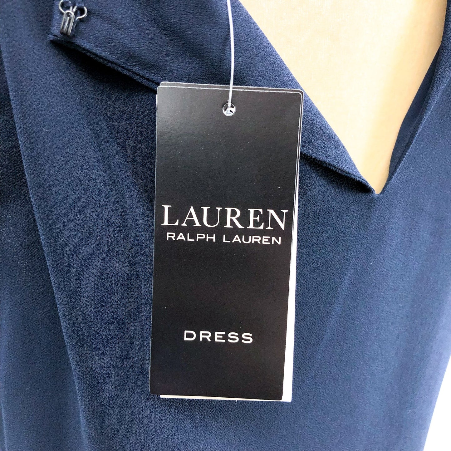 LAUREN RALPH LAUREN Womens Shift Dress Size 6 Navy Blue Crinkle Georgette NWT