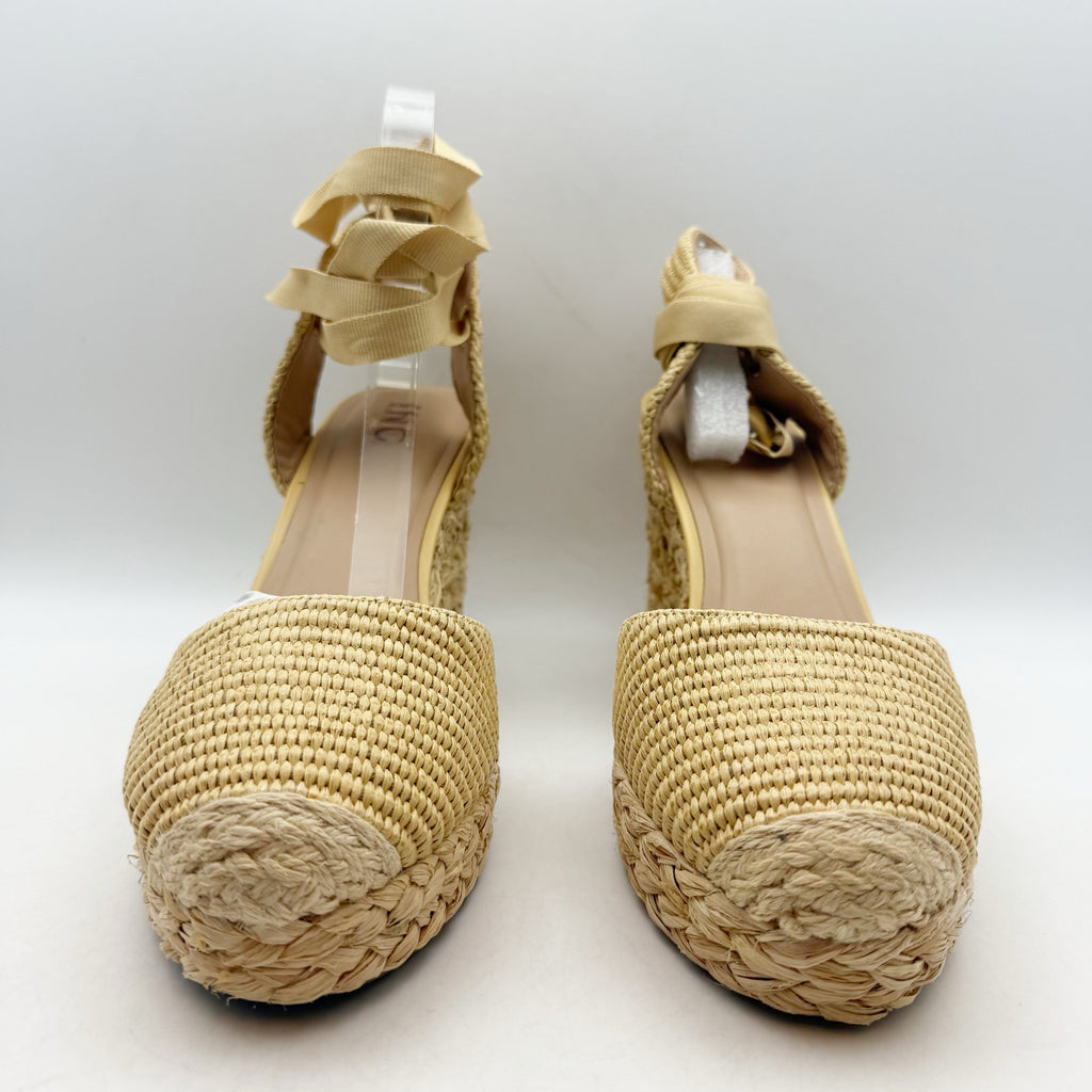 International Concepts Women Maisie Lace-Up Espadrille Wedge Sandal 12 Beige NIB