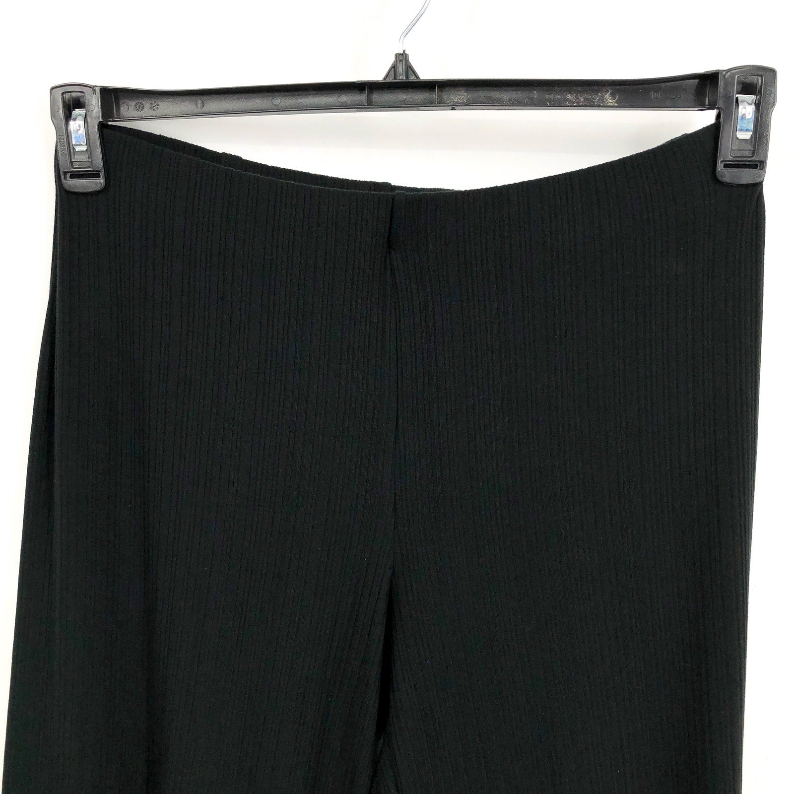 EILEEN FISHER Womens Wide-Leg Pants Medium Black Pull-On Texture Stretch Rib NWT