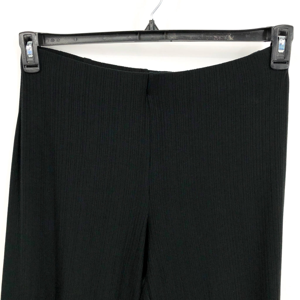 EILEEN FISHER Womens Wide-Leg Pants Medium Black Pull-On Texture Stretch Rib NWT