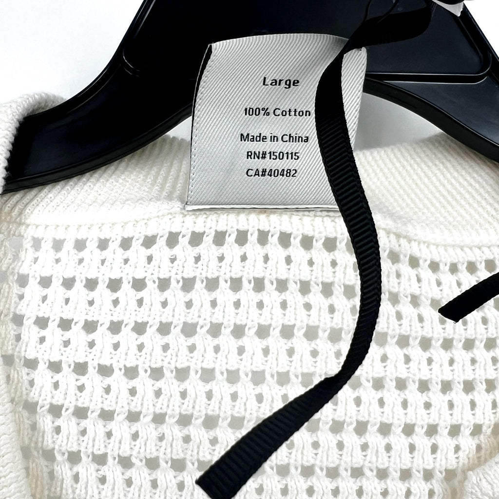 VARLEY Women's Callie Mesh Knit Top Large Beige Egret Short Sleeve NWT