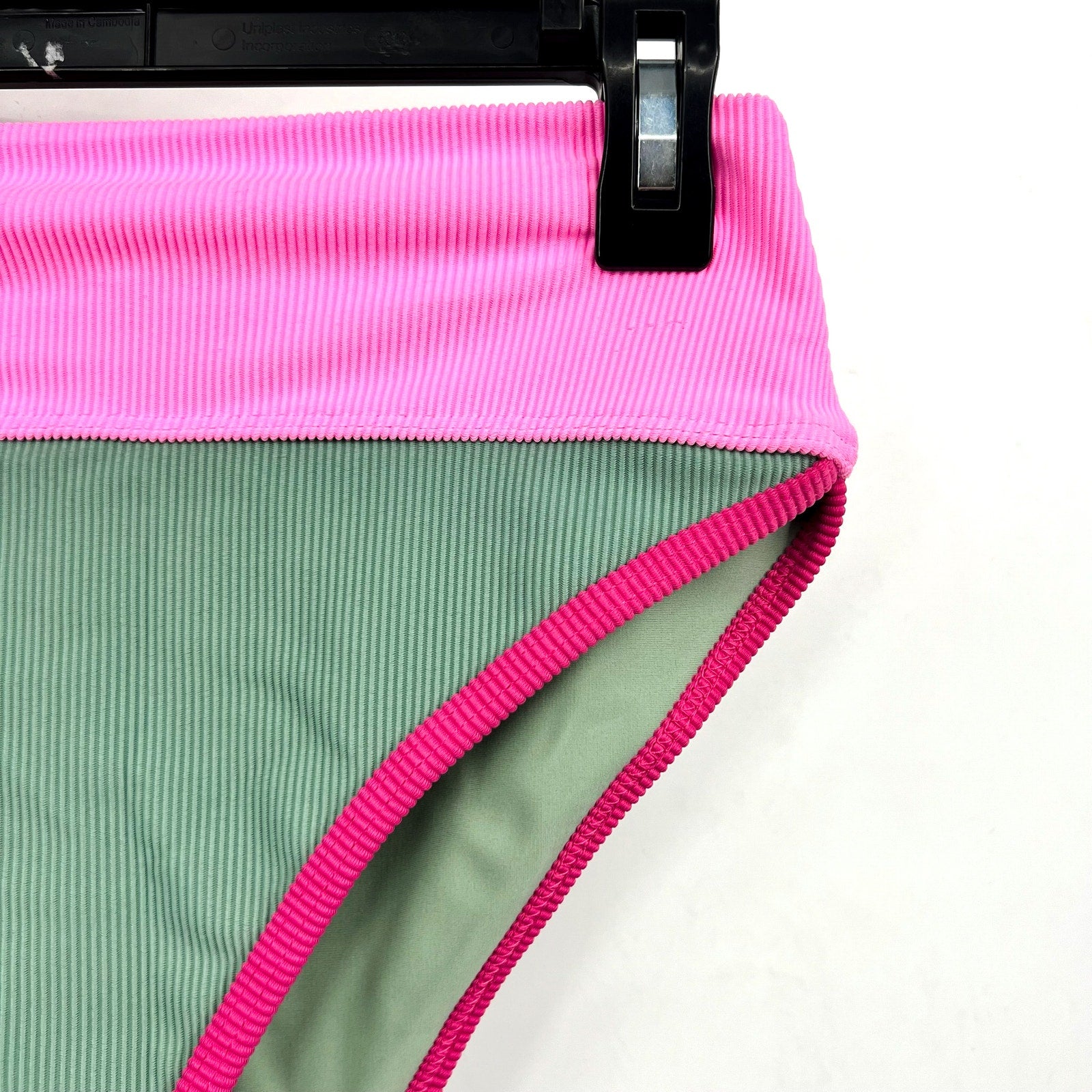 BEACH RIOT Women's Emmy Bikini Bottom Small Green Sage Bloom Colorblock NWT