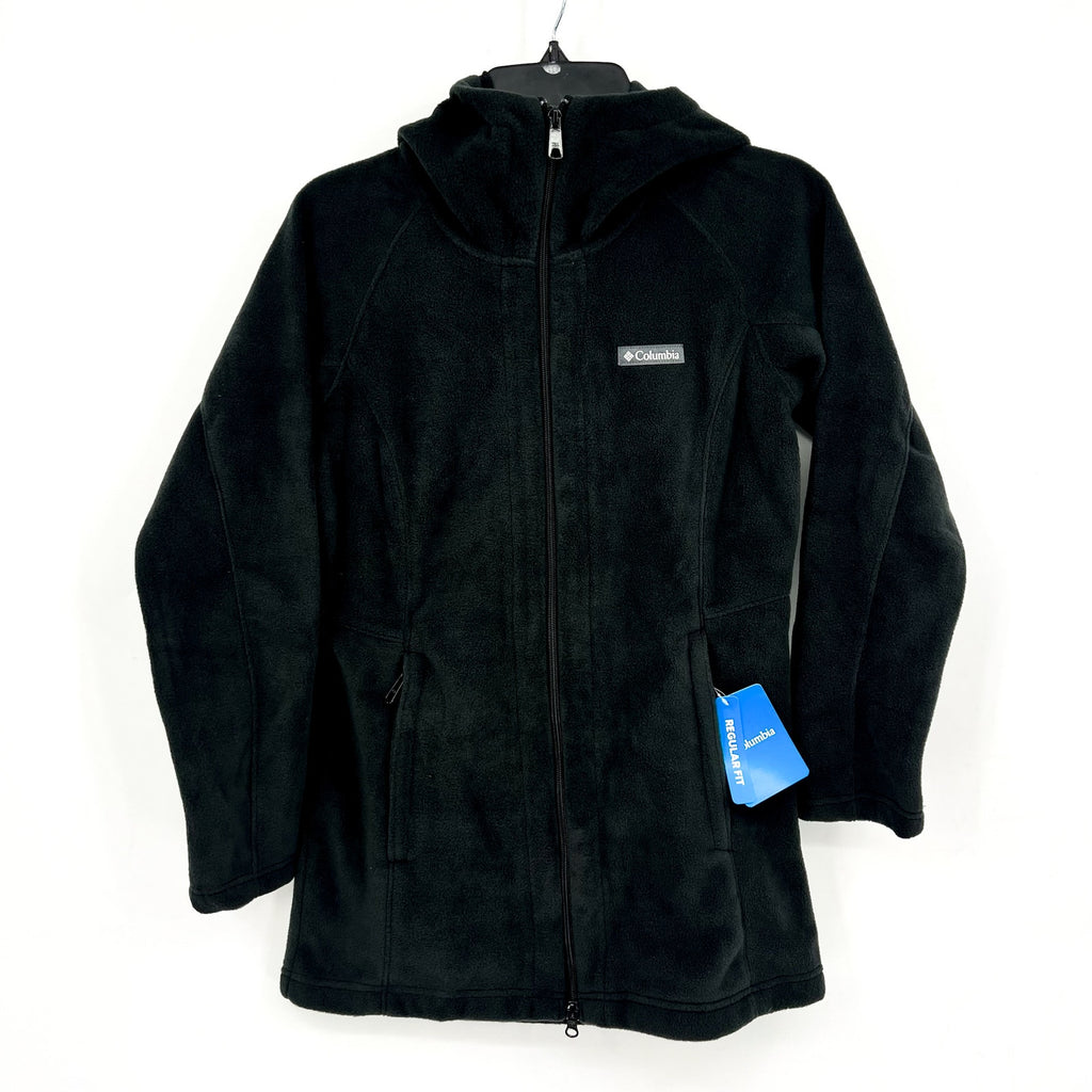 COLUMBIA Women's Benton Springs II Long Fleece Hoodie Jacket Small Black NWT