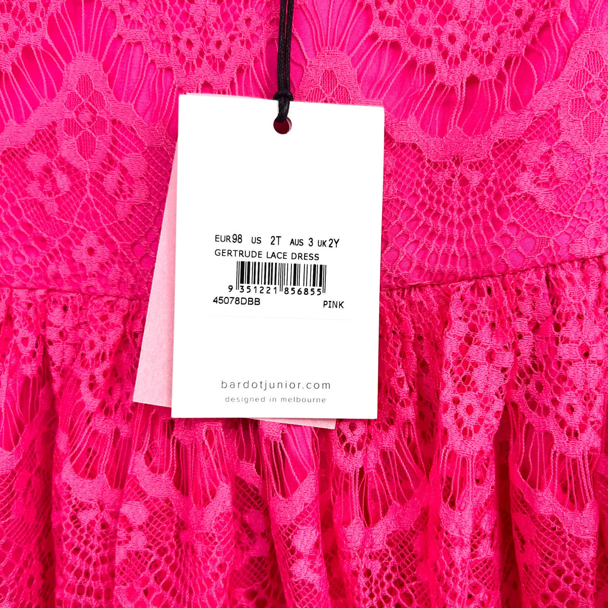 BARDOT JUNIOR Girl's Gertrude Lace Dress Size 2T Pink Long Sleeve NWT
