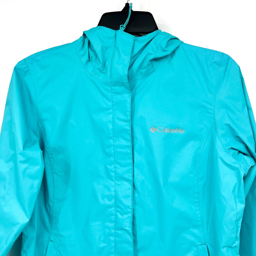 Columbia Women’s Arcadia II Rain Jacket XS Geyser Blue Hooded Waterproof NWT