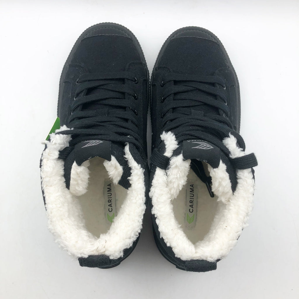 Cariuma Womens OCA Therma High Sneakers Size 6 Black Water Repllent Suede NIB