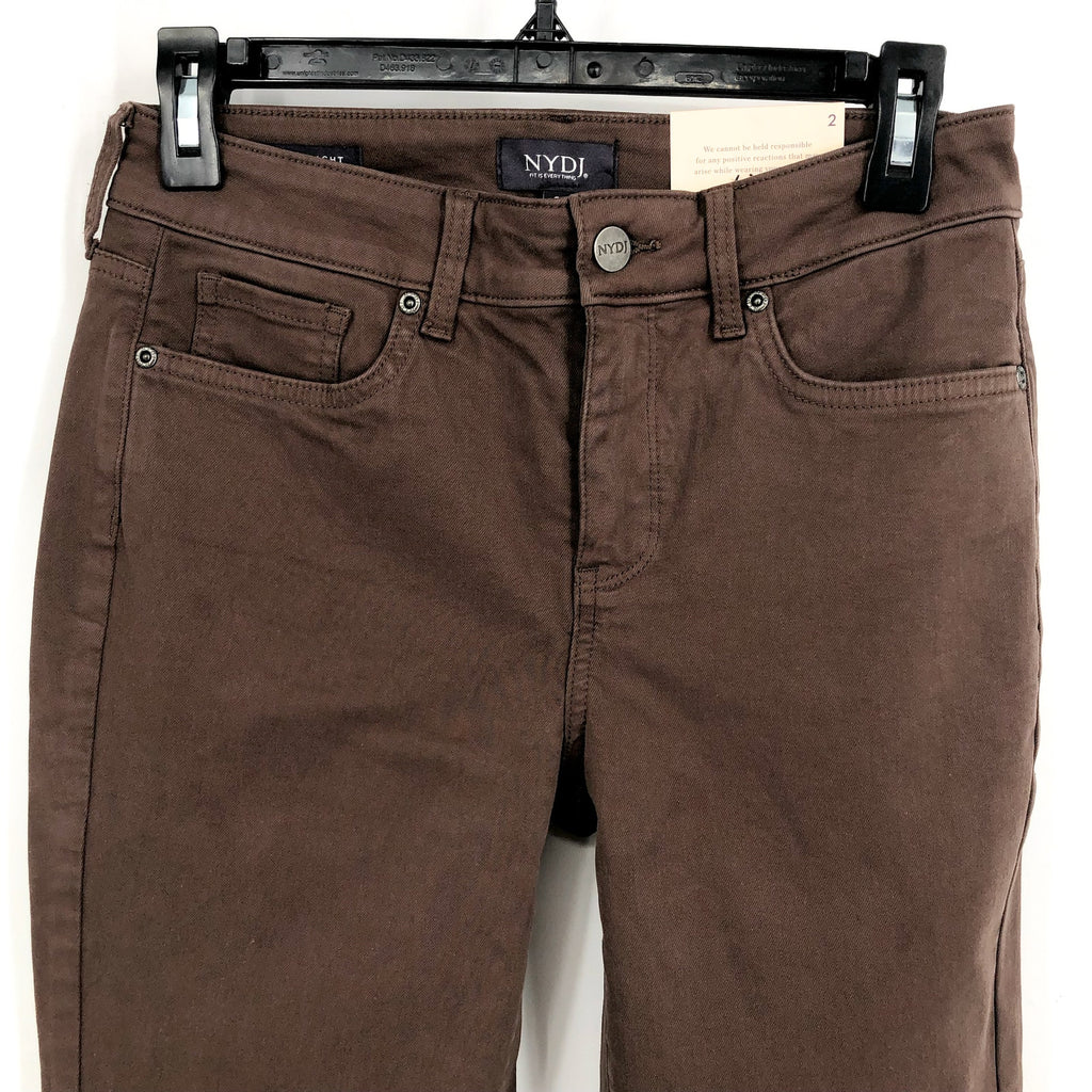 NYDJ Women's Marilyn Straight Jeans Size 2 Brown High Rise 32" Inseam NWT