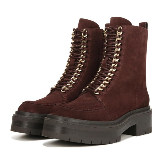 Sam Edelman Women Lovrin Platform Combat Boot US 8 M EU 38.5 Burgundy Suede NWOB