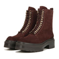 Sam Edelman Womens Lovrin Platform Combat Boots Size 8 Red Burgundy Suede NWOB