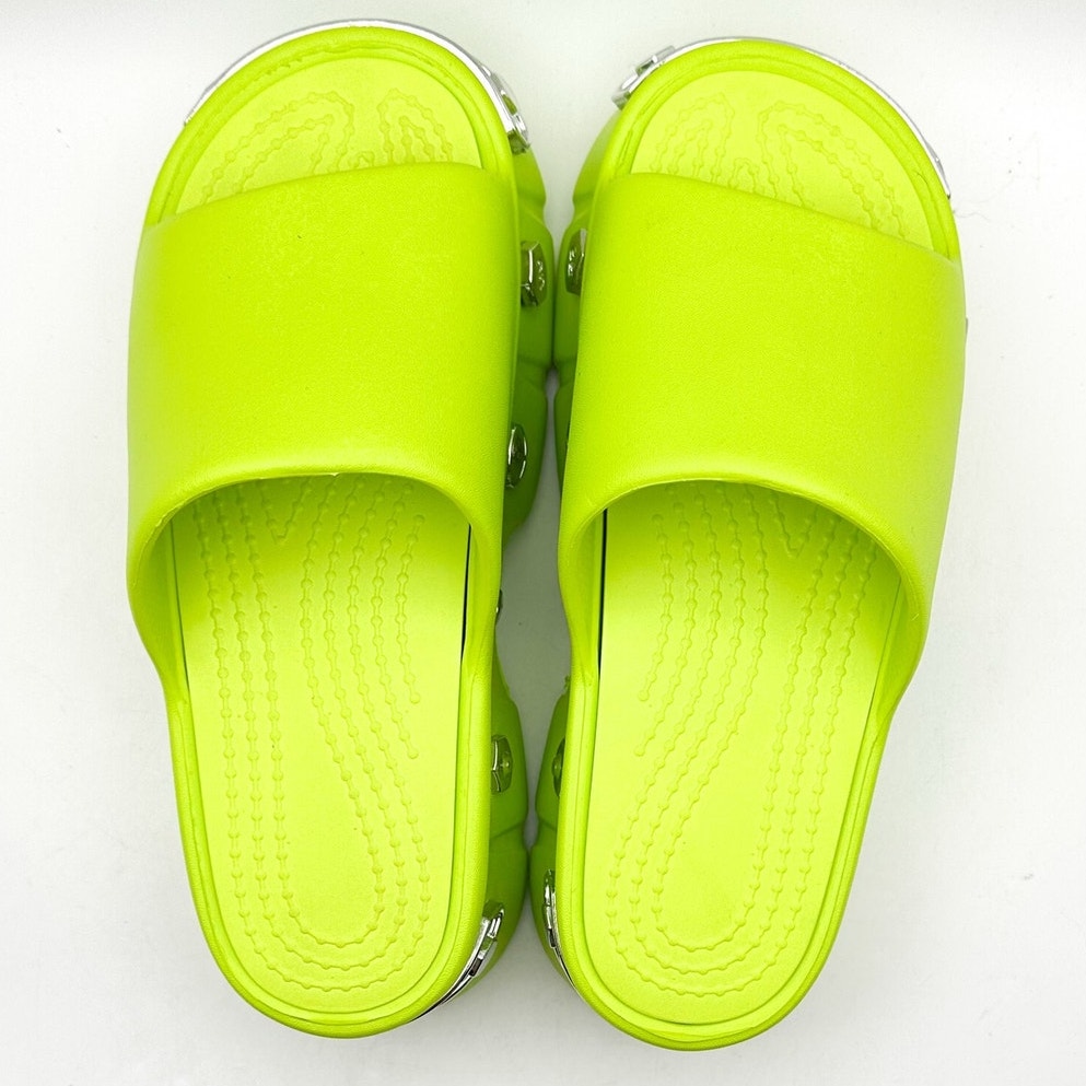 YURTKUMAS Womens Chunky Platform Slide Sandals Size 9 EU 39-40 Lime Green NWOB