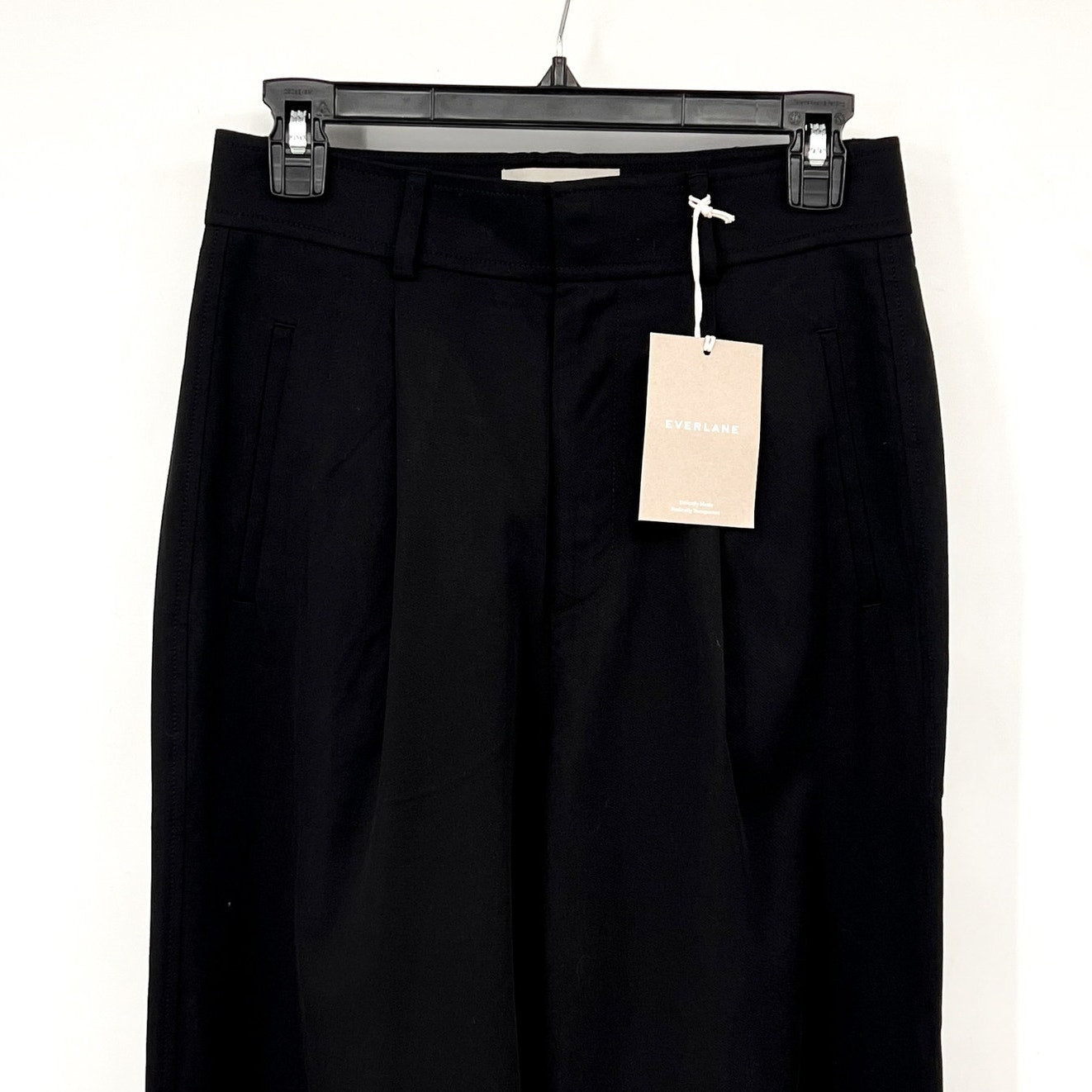 Everlane Womens The Way-High Drape Pants Size 6 30" Inseam Pleated Black NWT