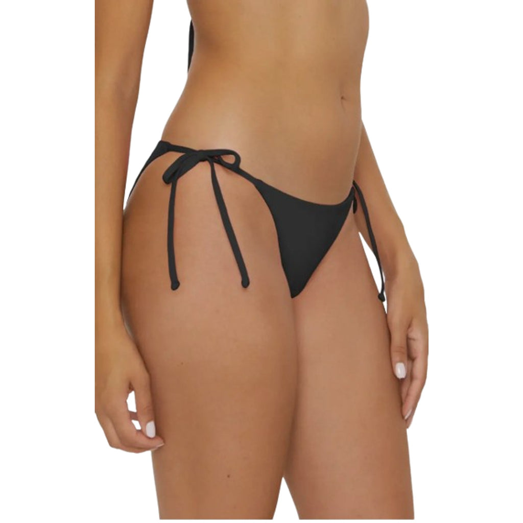 BECCA Women's Color Code Side Tie Bikini Bottoms Medium Black Adjustable NWT
