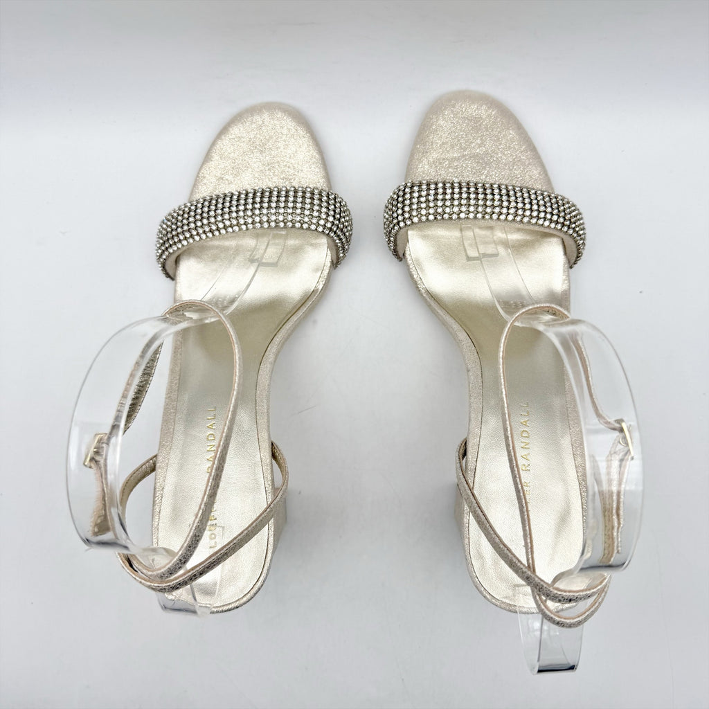 Loeffler Randall Shay Heeled Sandals Size 10 Champagne Gold Rhinestone NWOB