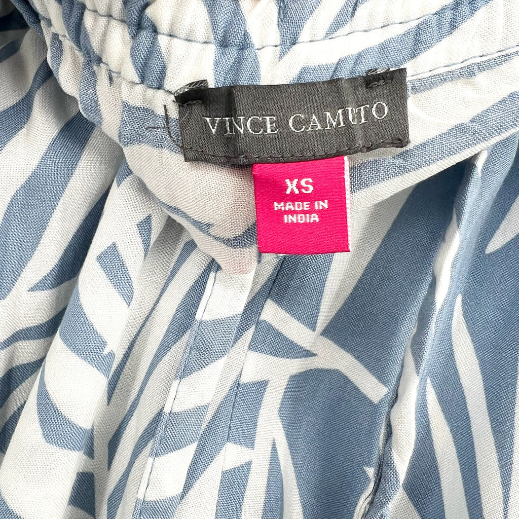 VINCE CAMUTO Women's Wide Leg Print Pants XS Blue White Pull On Lake Breeze NWT