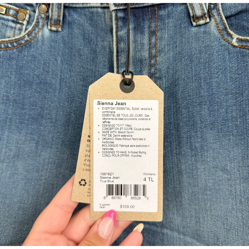 PRANA Womens Sienna Jeans 27x33 US 4 Tall True Blue Mid Rise Stretch Denim NWTf