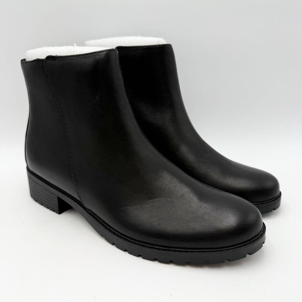 Trotters Womens Margo Ankle Boots Size 8.5 Narrow Black Leather Waterproof NWOB