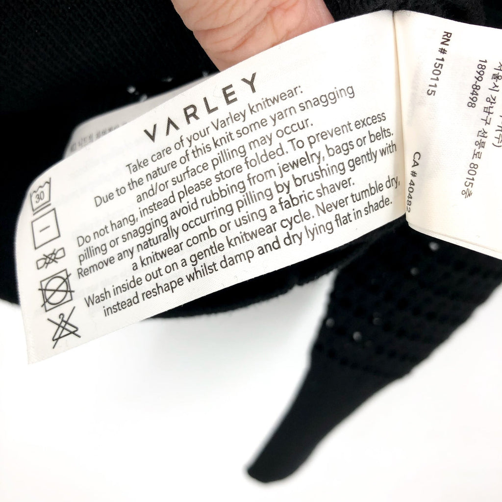 VARLEY Women's Kershaw Sweat Pullover Sweater XXS Black Open Knit Cotton NWT