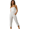 PRANA Women's Fernie Smocked Strapless Jumpsuit Small White Sleeveless NWT
