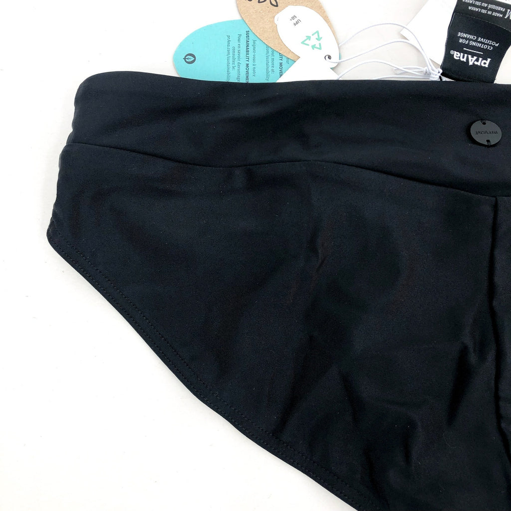 PRANA Women's Presolana Bikini Bottoms Medium Black Hipster Stretch NWT