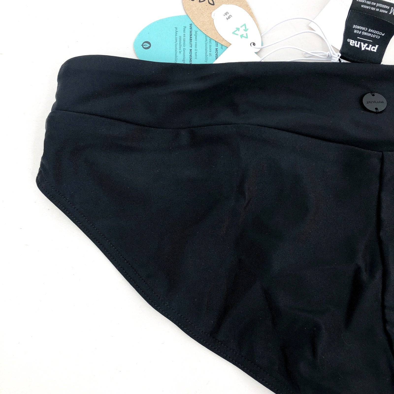PRANA Women's Presolana Bikini Bottoms Medium Black Hipster Stretch NWT
