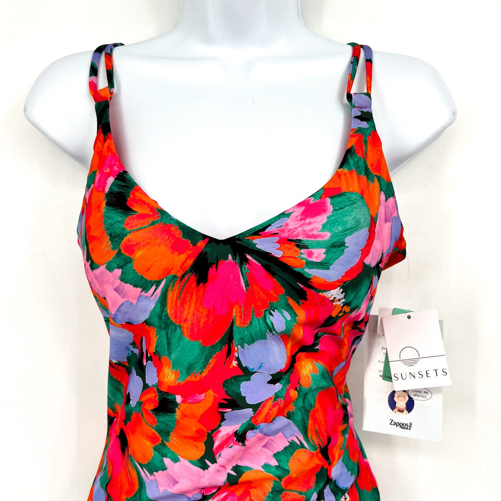 SUNSETS Womens Veronica One Piece Swimsuit Small Red Floral Hummingbird Cove NWT