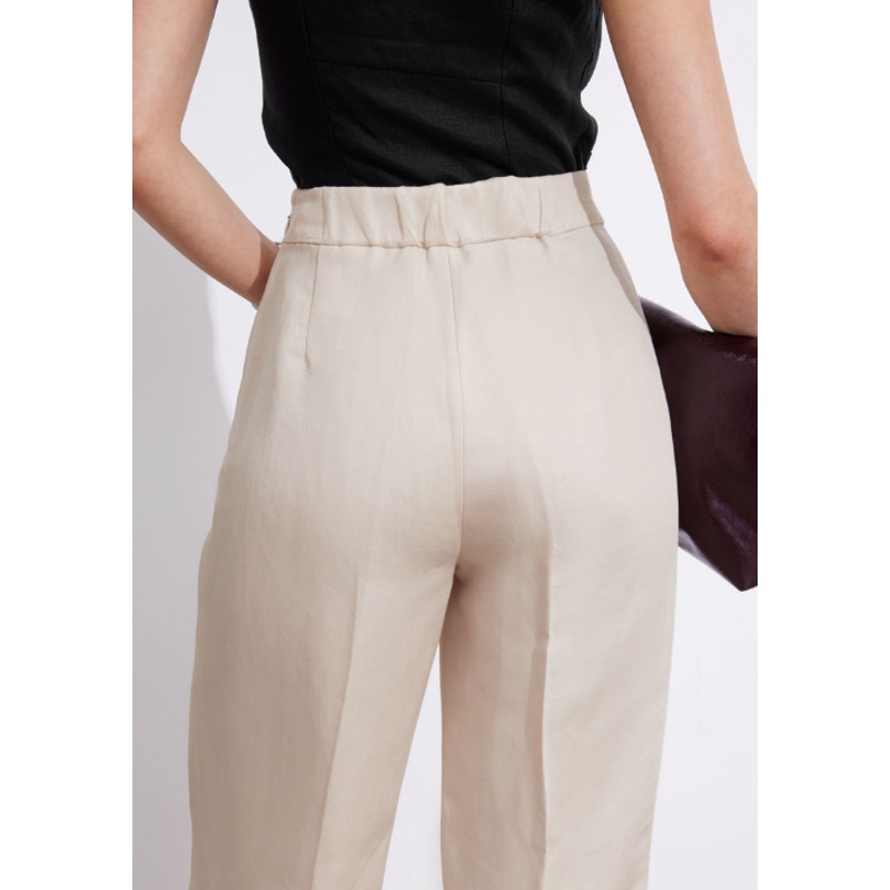 & Other Stories Women's Wide Leg Pants Size 8 Light Beige Linen Blend NWT