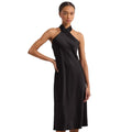LAUREN RALPH LAUREN Satin Charmeuse Cocktail Dress Size 12 Black Halter NWT