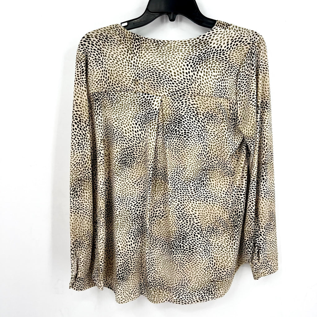BEACON APPAREL Womens Leopard Print Top Medium Tan Long Sleeve NWOT