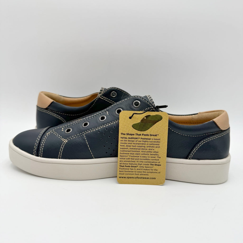 Spenco Womens Malibu Lux Casual Sneakers Size 10 Ink Blue Leather Slip On NIB