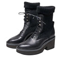 Robert Clergerie Womens Ancel Boots Size 10 EU 40 Black Calfskin Knit Combat NIB