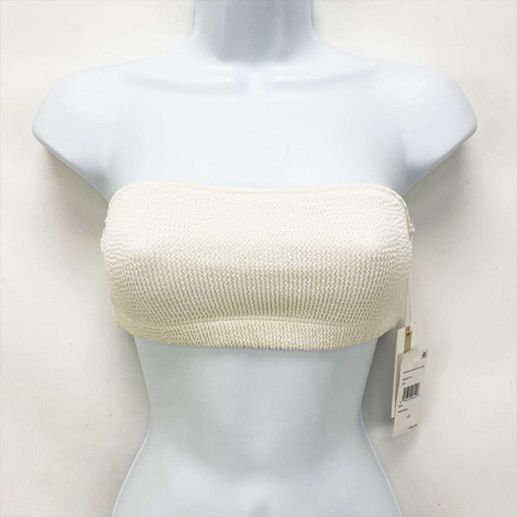 Good American Always Fits Bandeau Swim Top Sz 3/4 L-XL Cream White Ivory NWT