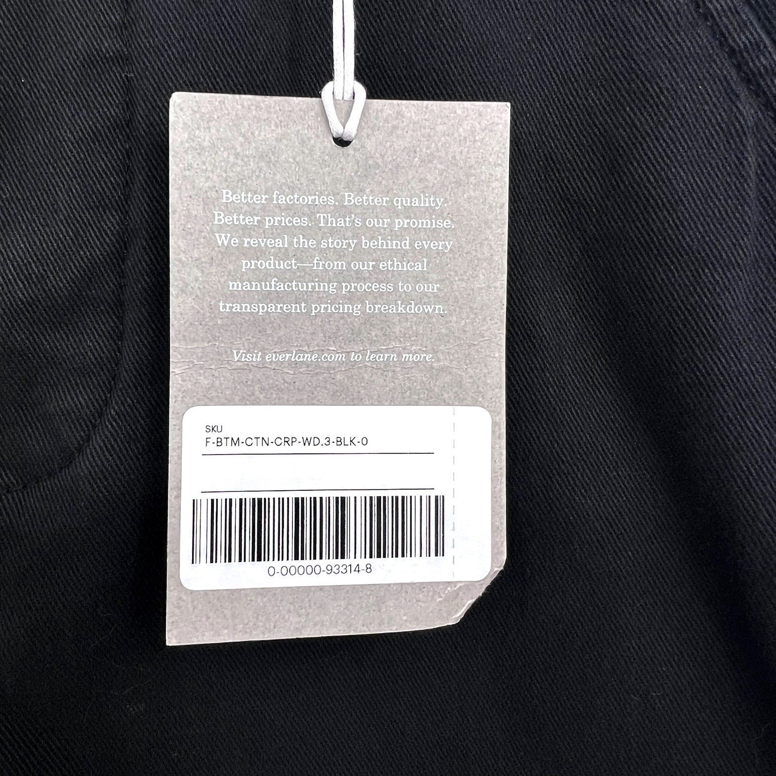 EVERLANE Womens Organic Wide-Leg Crop Pants Size 0 Black Chino Stretch Twill NWT