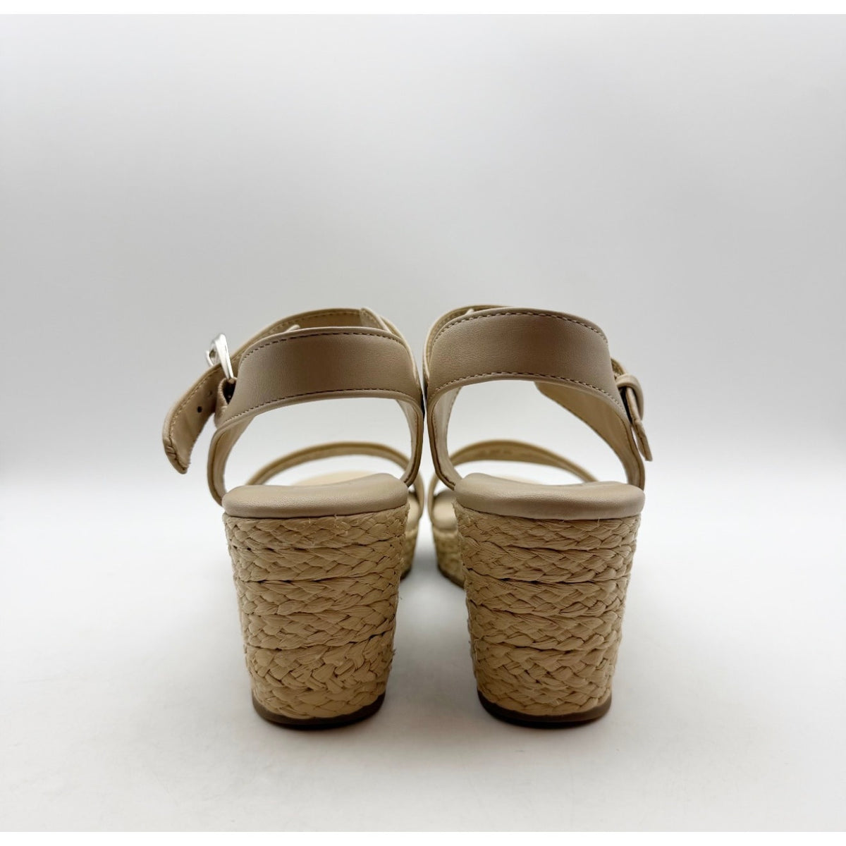 Naturalizer Women's Stella 2 Espadrille Wedge Sandals Size 8 M Beige Leather NIB
