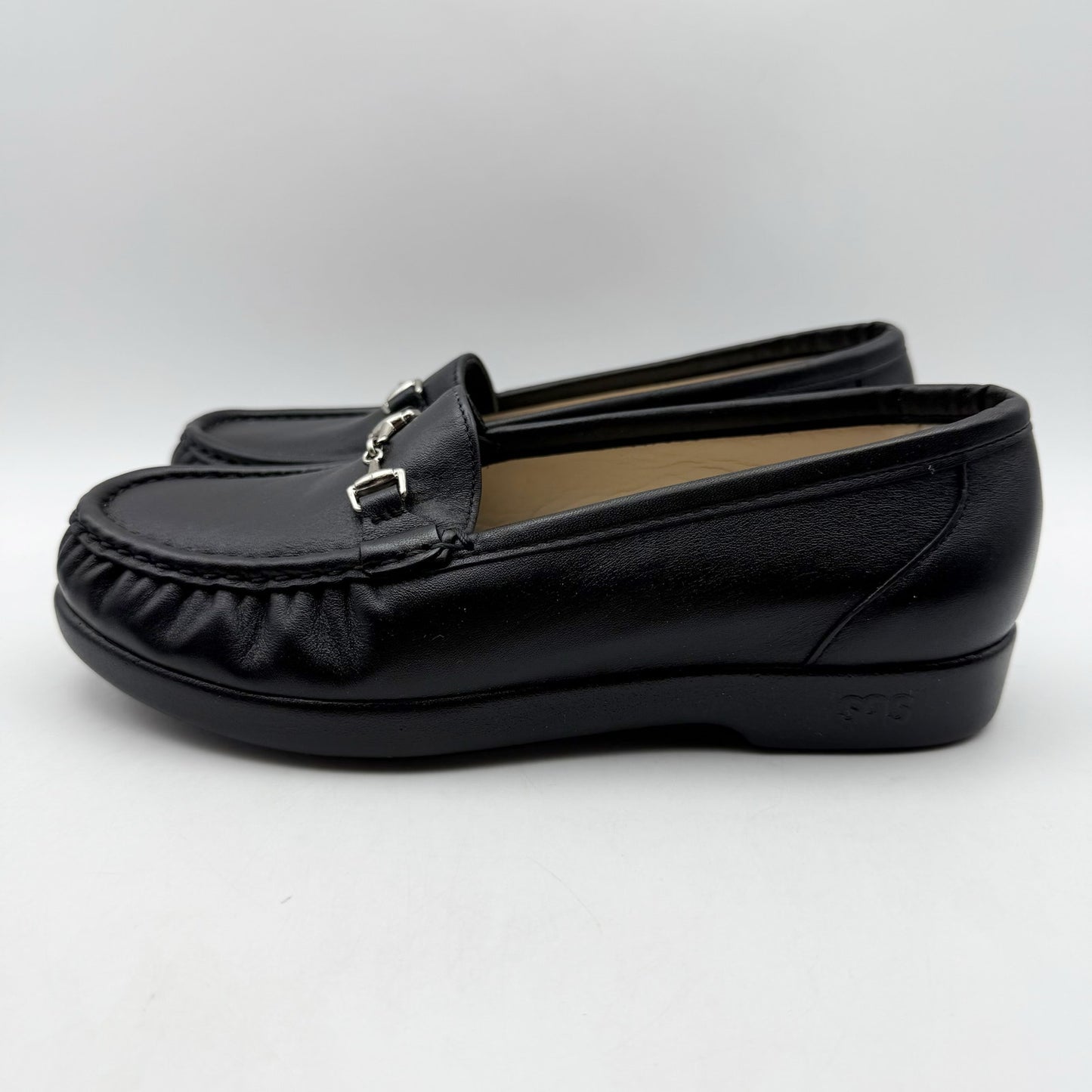 SAS Womens Metro Comfort Bit Loafers US 6.5 WW Black Leather NIB