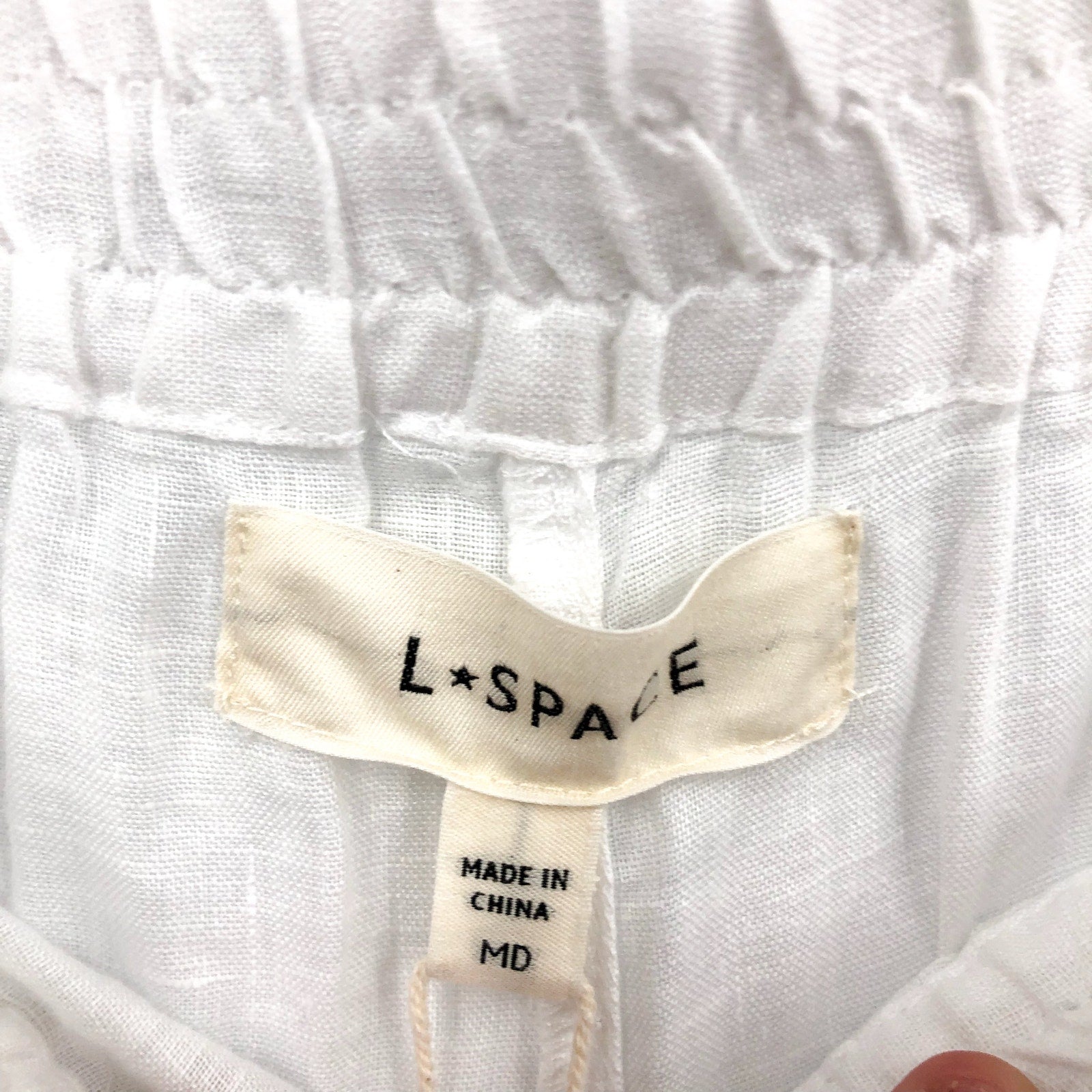 L*SPACE Women's Rio Linen Cover Up Shorts Medium White Drawcord NWT