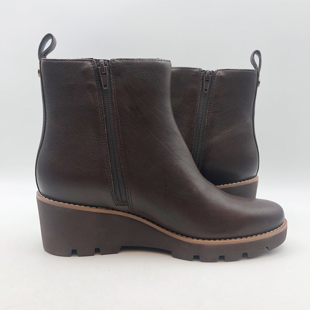 Vionic Womens Aria Ankle Booties US 7.5 WIDE EU 38 Brown Leather Boots NWOB