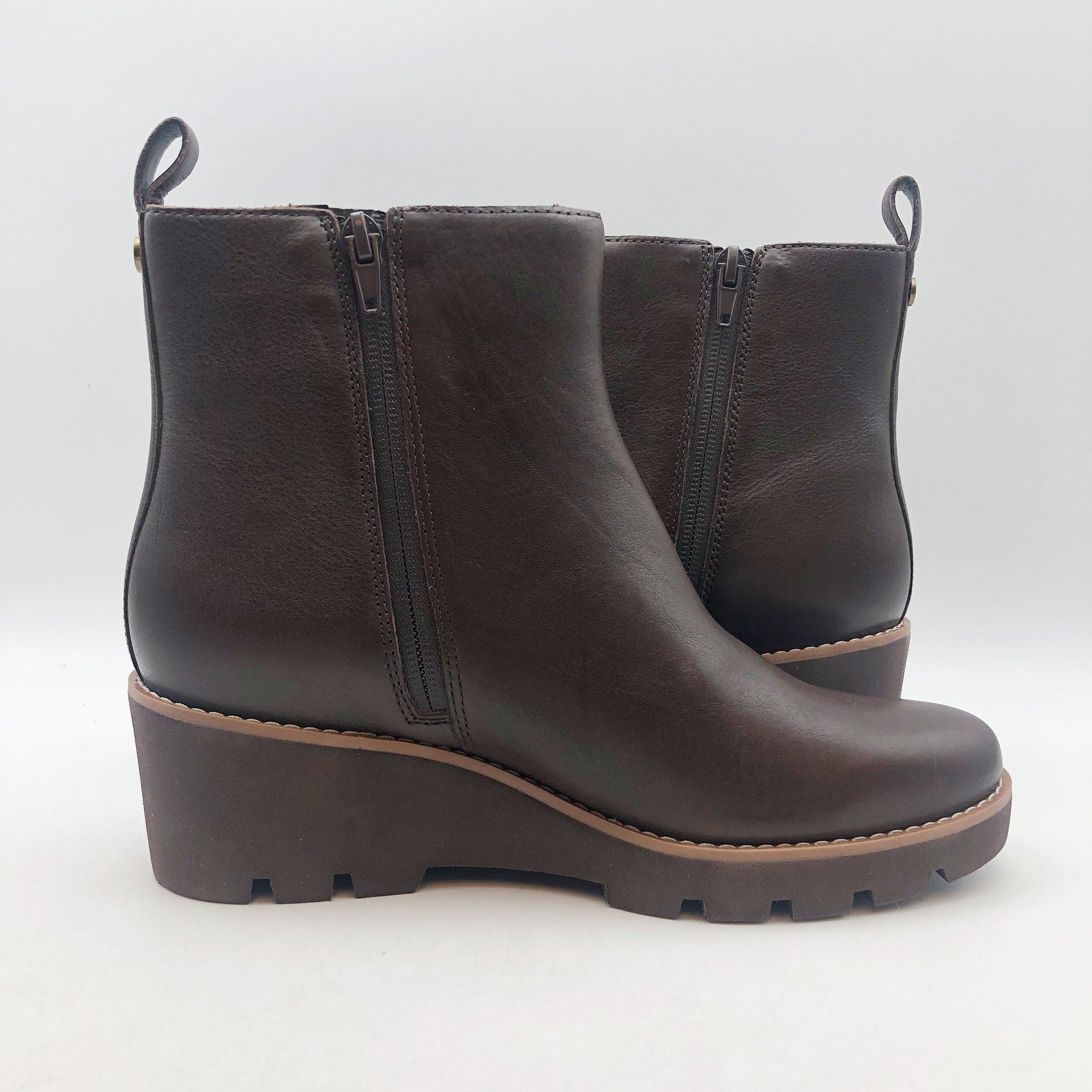 Vionic Womens Aria Ankle Booties US 7.5 WIDE EU 38 Brown Leather Boots NWOB